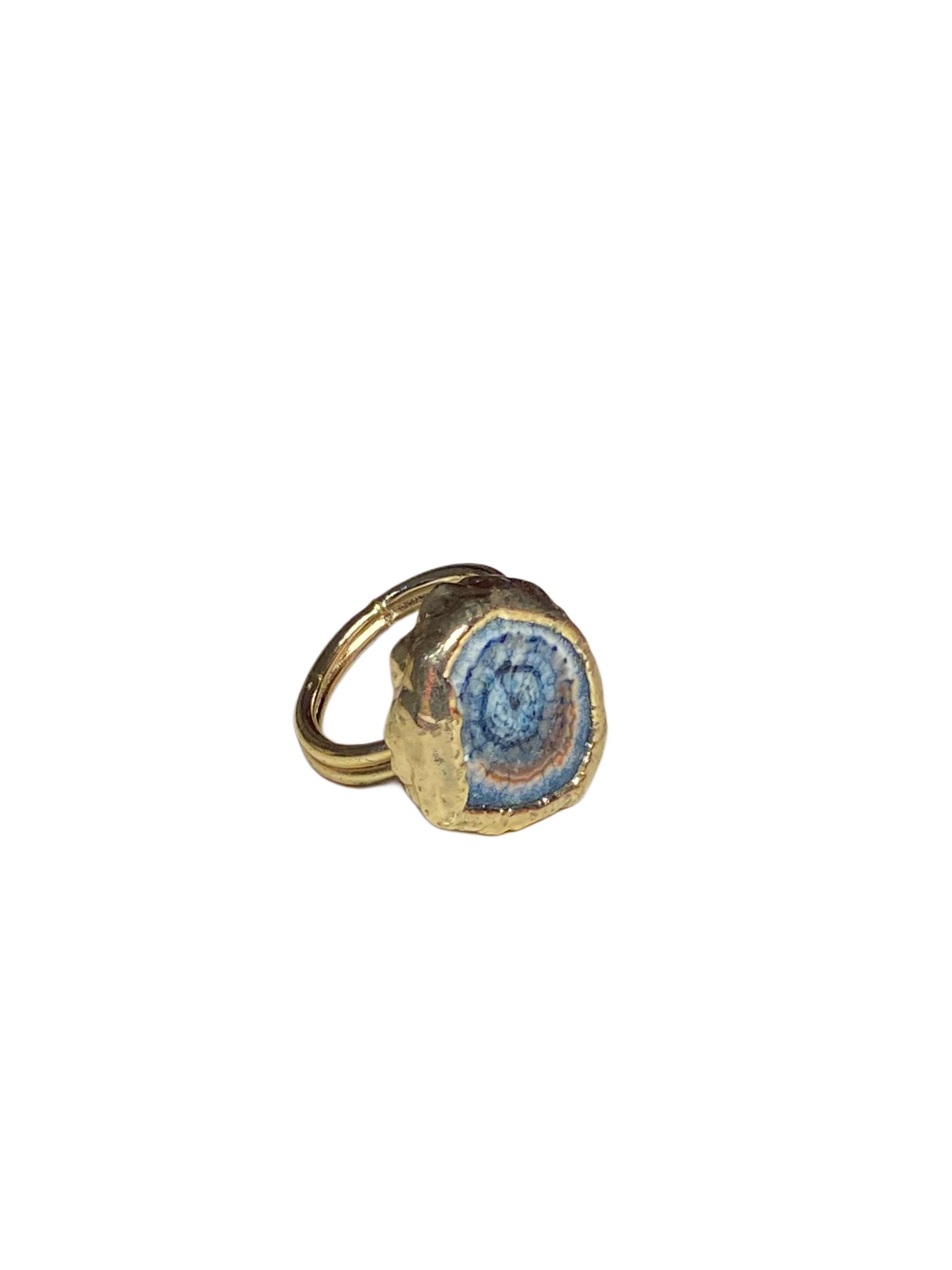 Blue Agate Slice Ring