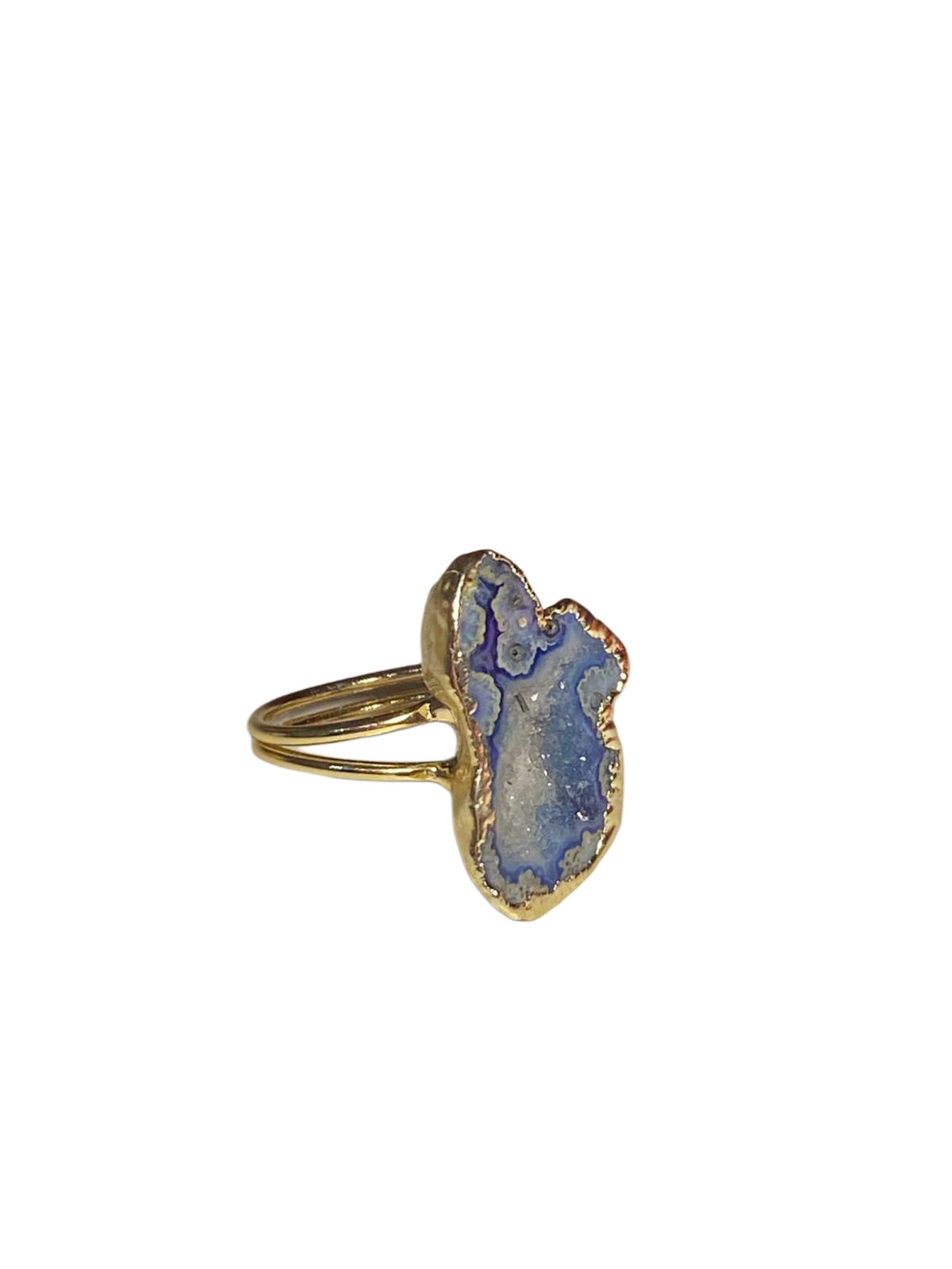 Blue Raw Agate Ring