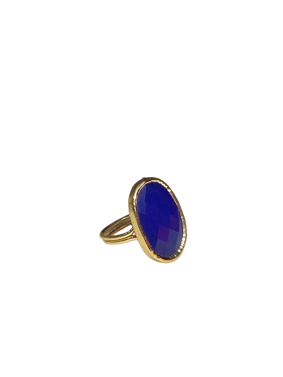 Deep Blue Faceted Glass Ring
