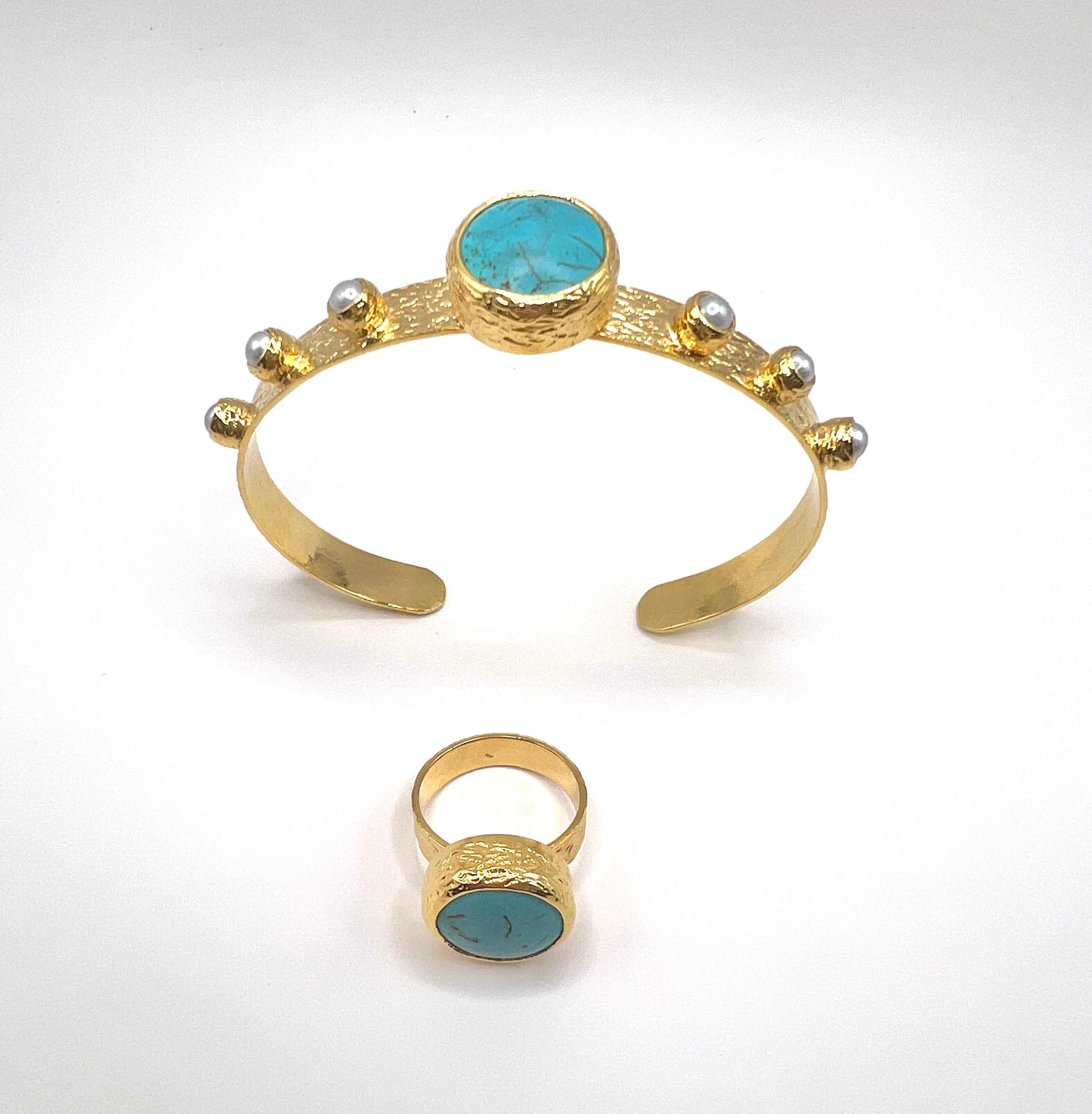 Turquoise& Pearl Bracelet and ring set