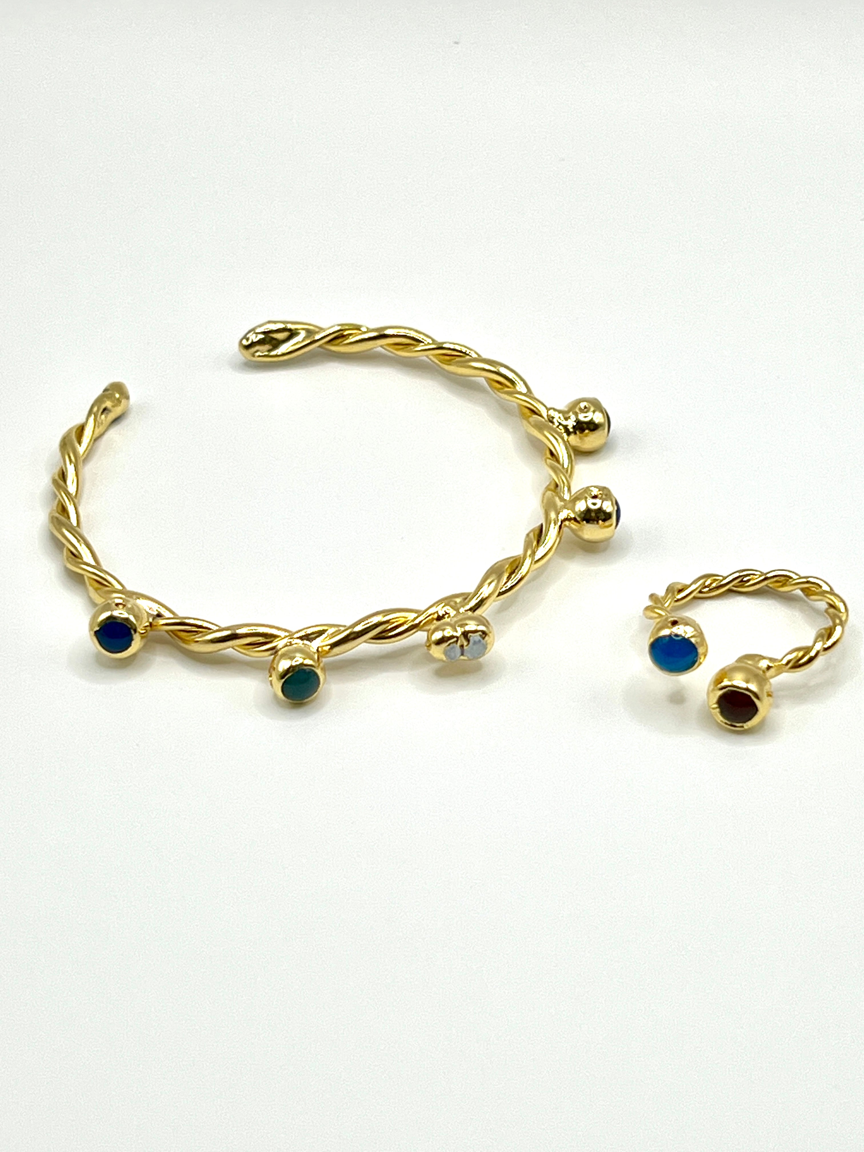 Carnelian stones bracelet & ring set