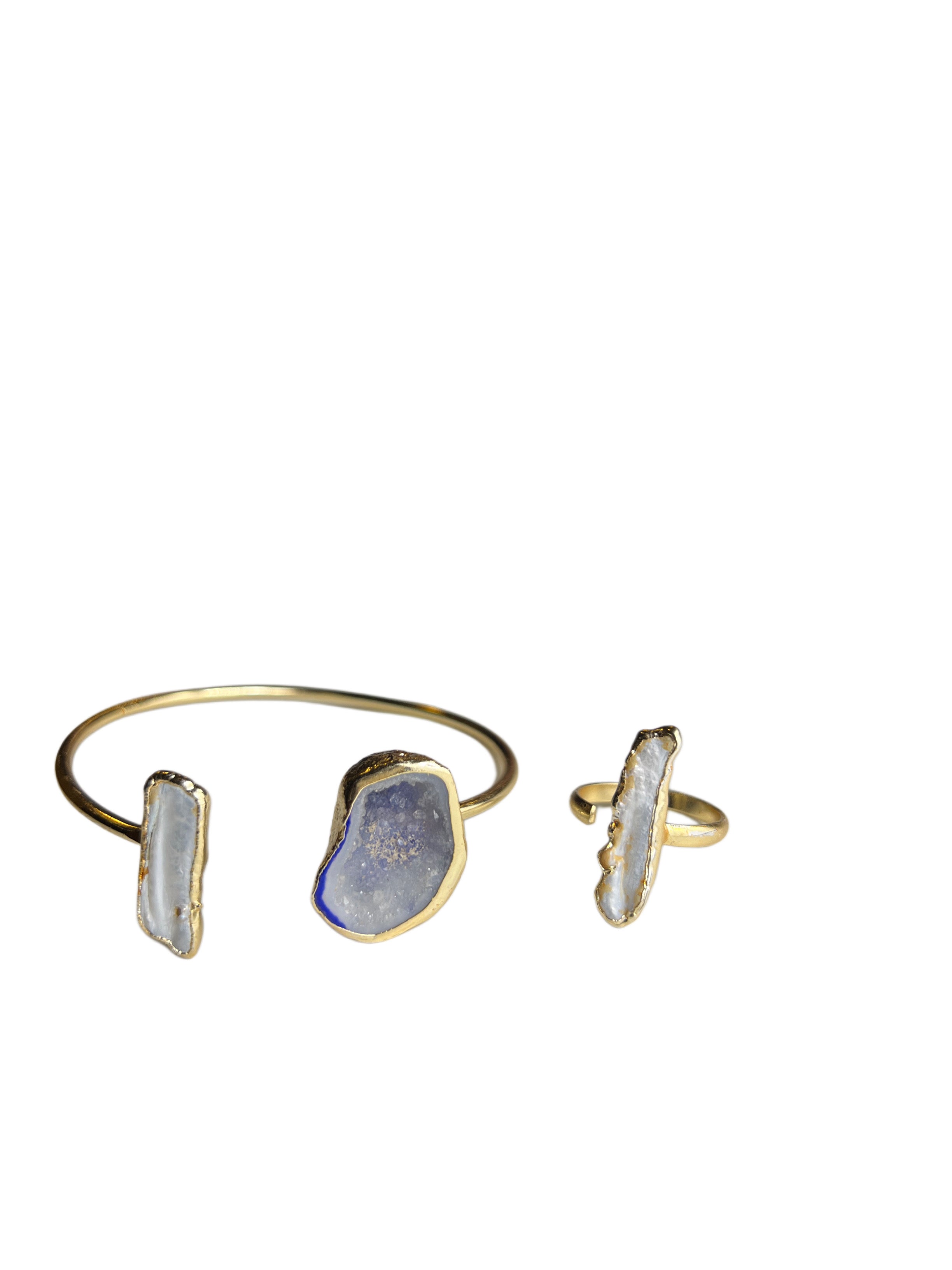 Blue Agate Druzy & Pearl 3