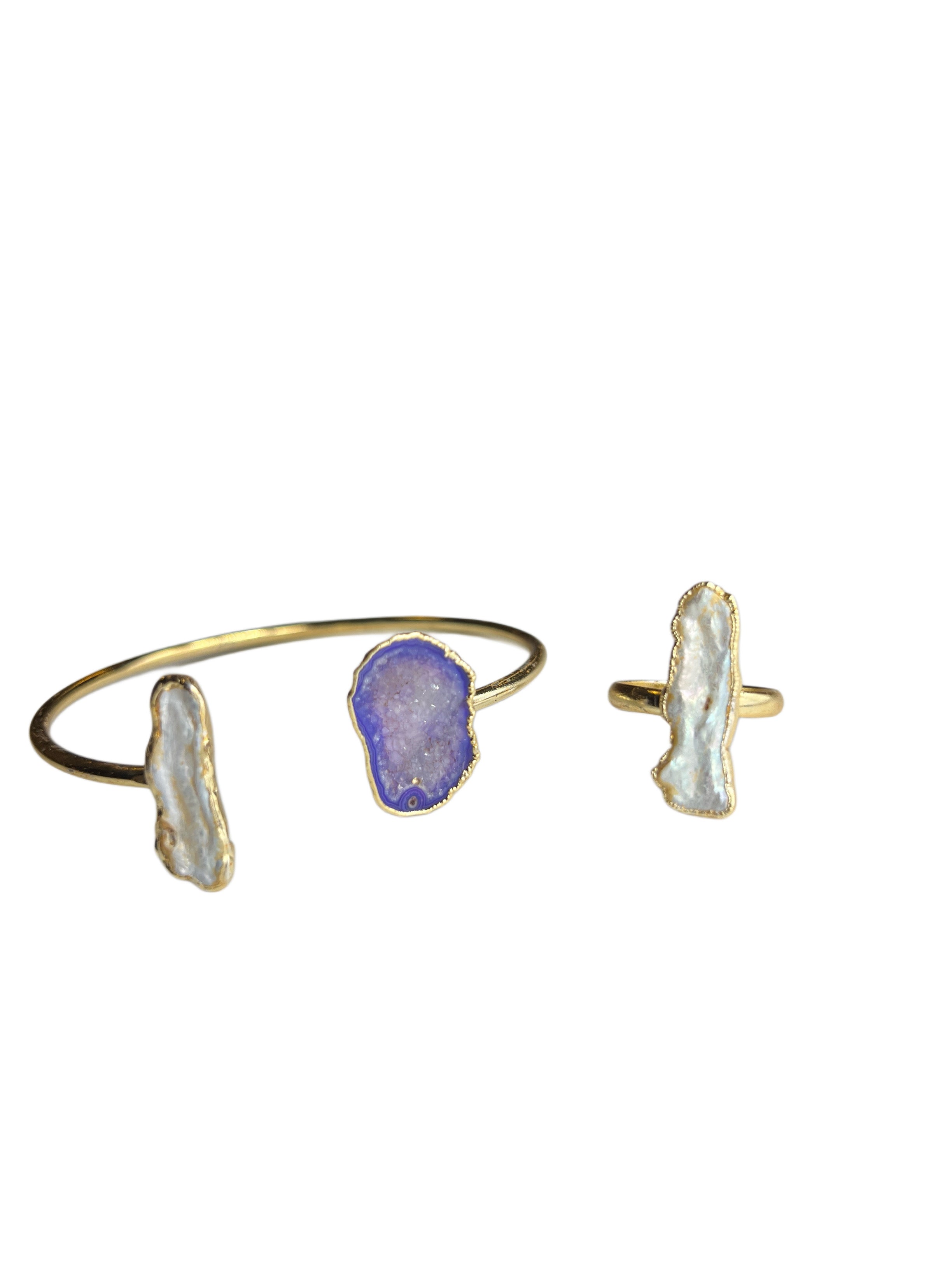 Lilac Agate Druzy & Pearl