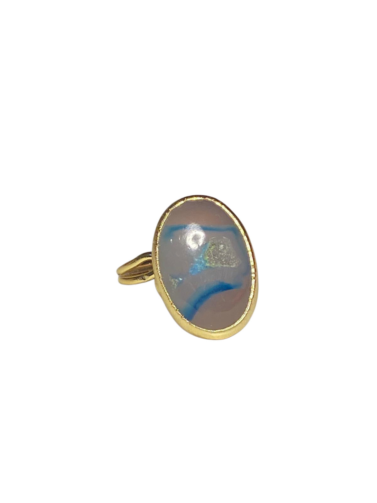 Opal-Effect Oval Ring