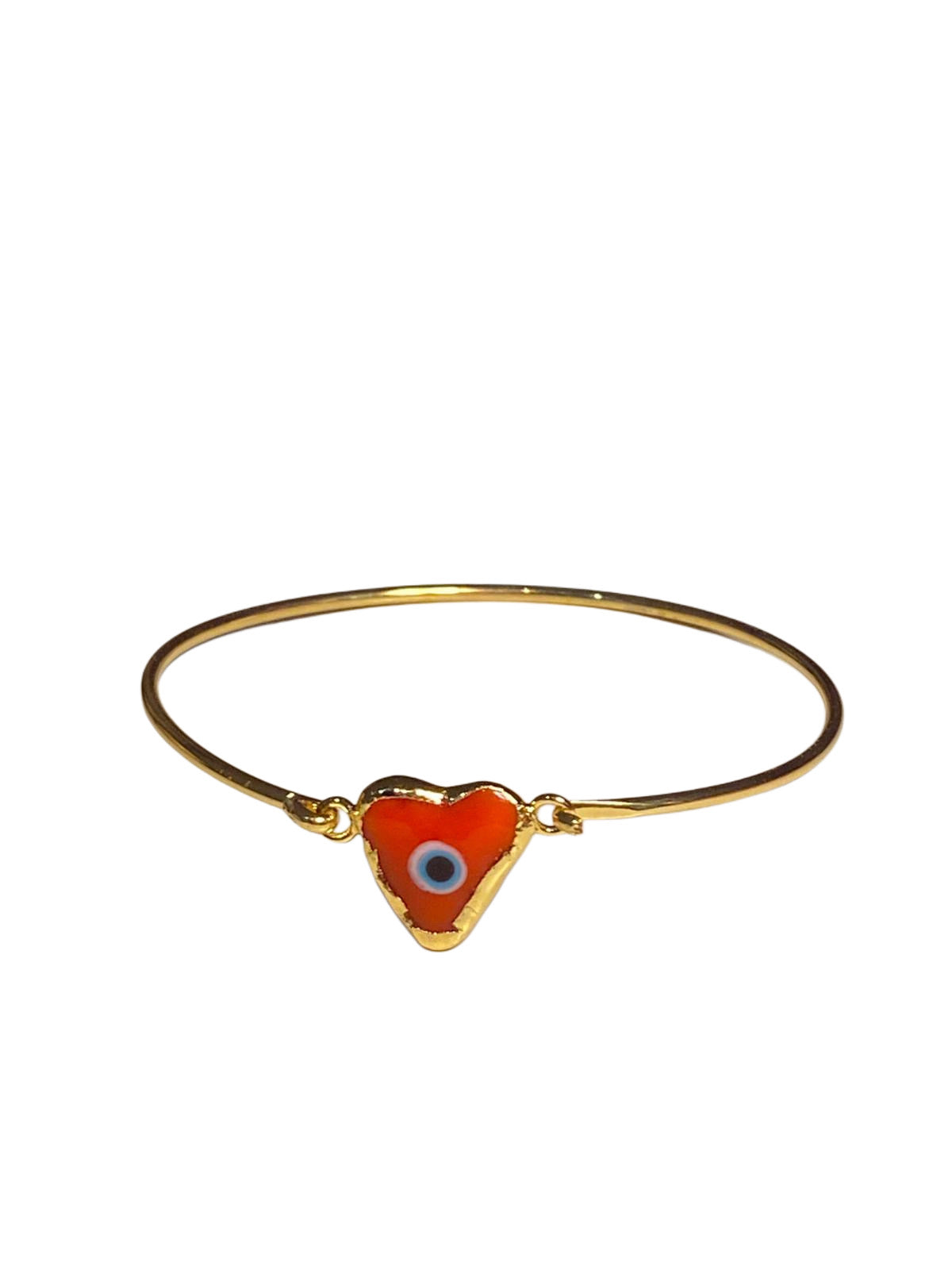 Orange Heart Evil Eye Bracelet