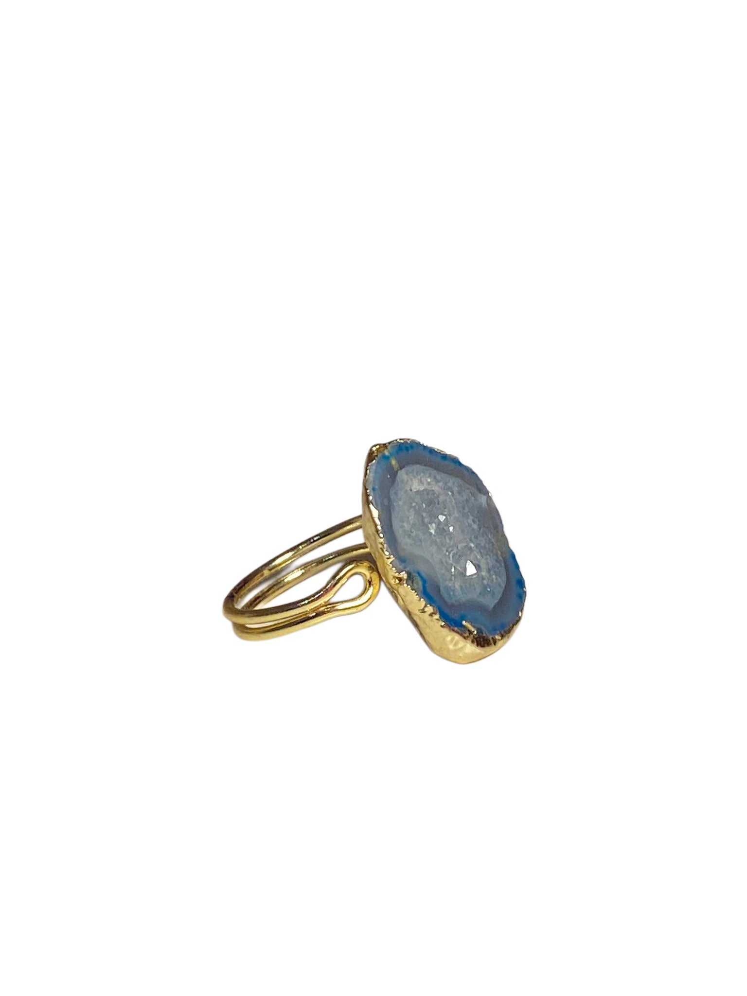 Blue Geode Agate Ring